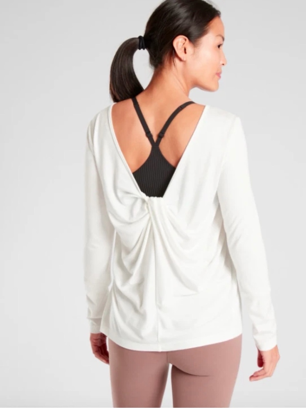 Athleta Waterfall Front Long Sleeve Top Bright White Size S